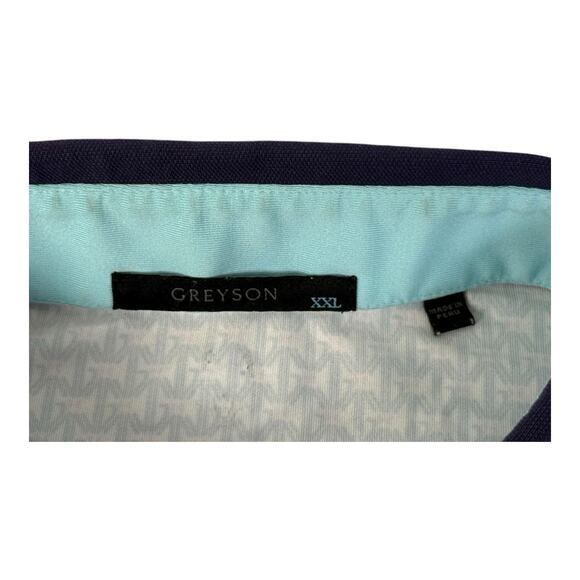 Greyson Men's 2XL Polo Shirt Blue Pink Geometric Print Short Sleeve Golf Polo - Picture 13 of 14